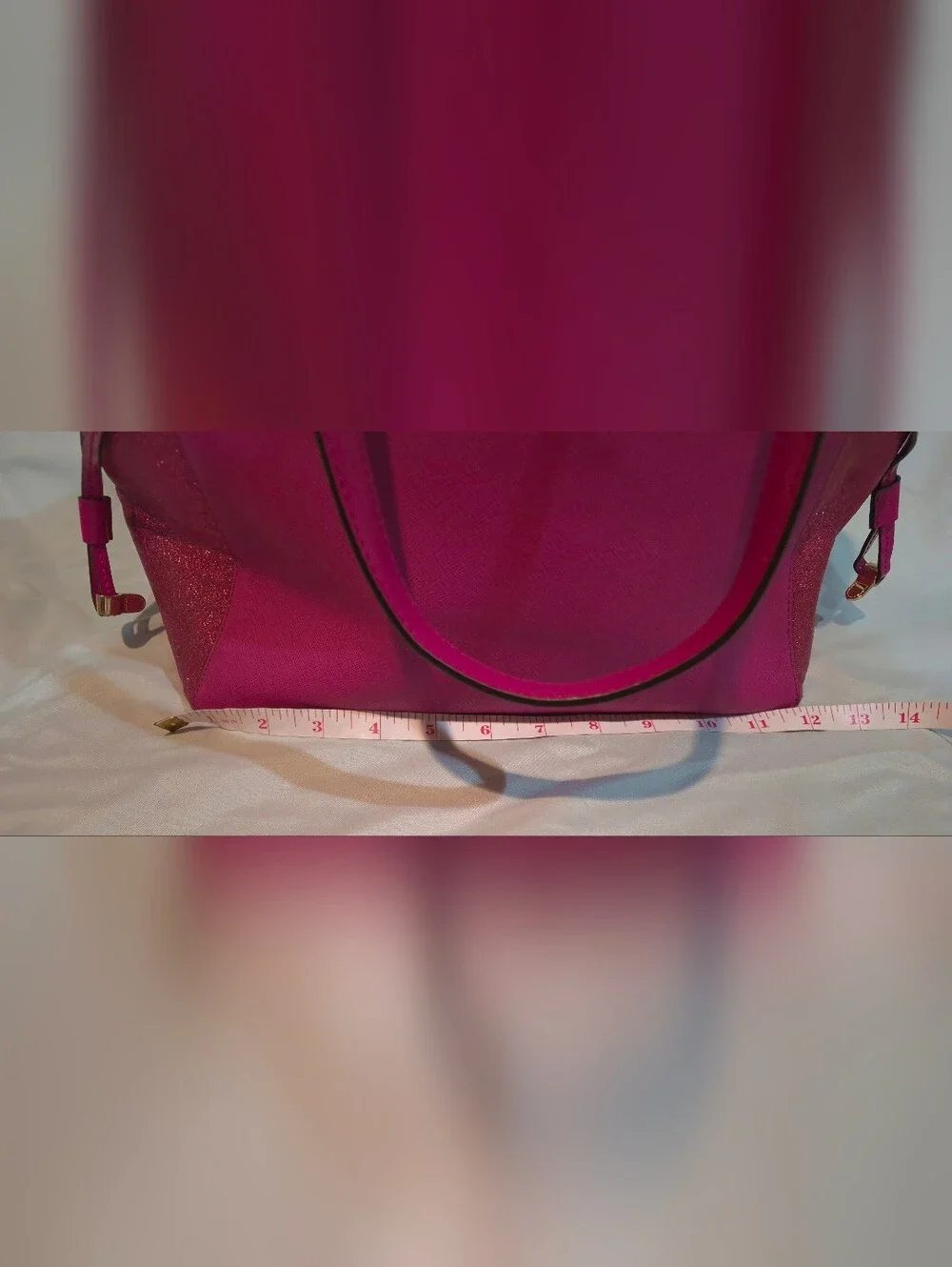Michael Kors Hot Pink Metallic Jet Set Tote w/ Matching Accessories